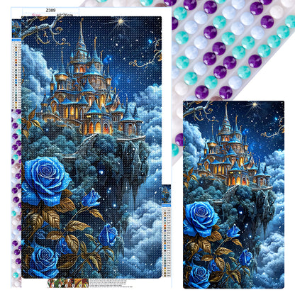 Diamond Painting - Full Round - Castle And Blue Enchantress Flower (40*70CM)