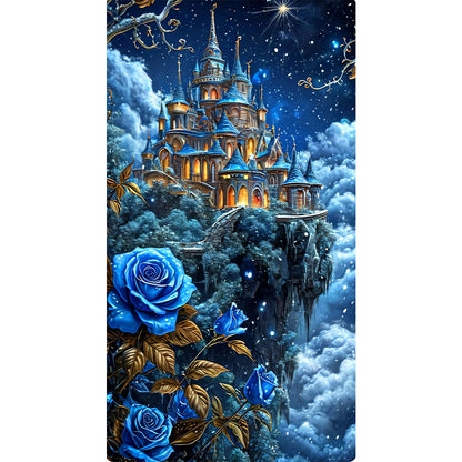 Diamond Painting - Full Round - Castle And Blue Enchantress Flower (40*70CM)