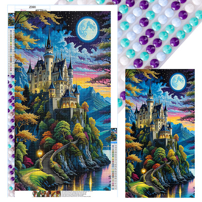 Diamond Painting - Full Round - Castle Under The Moon (40*70CM)