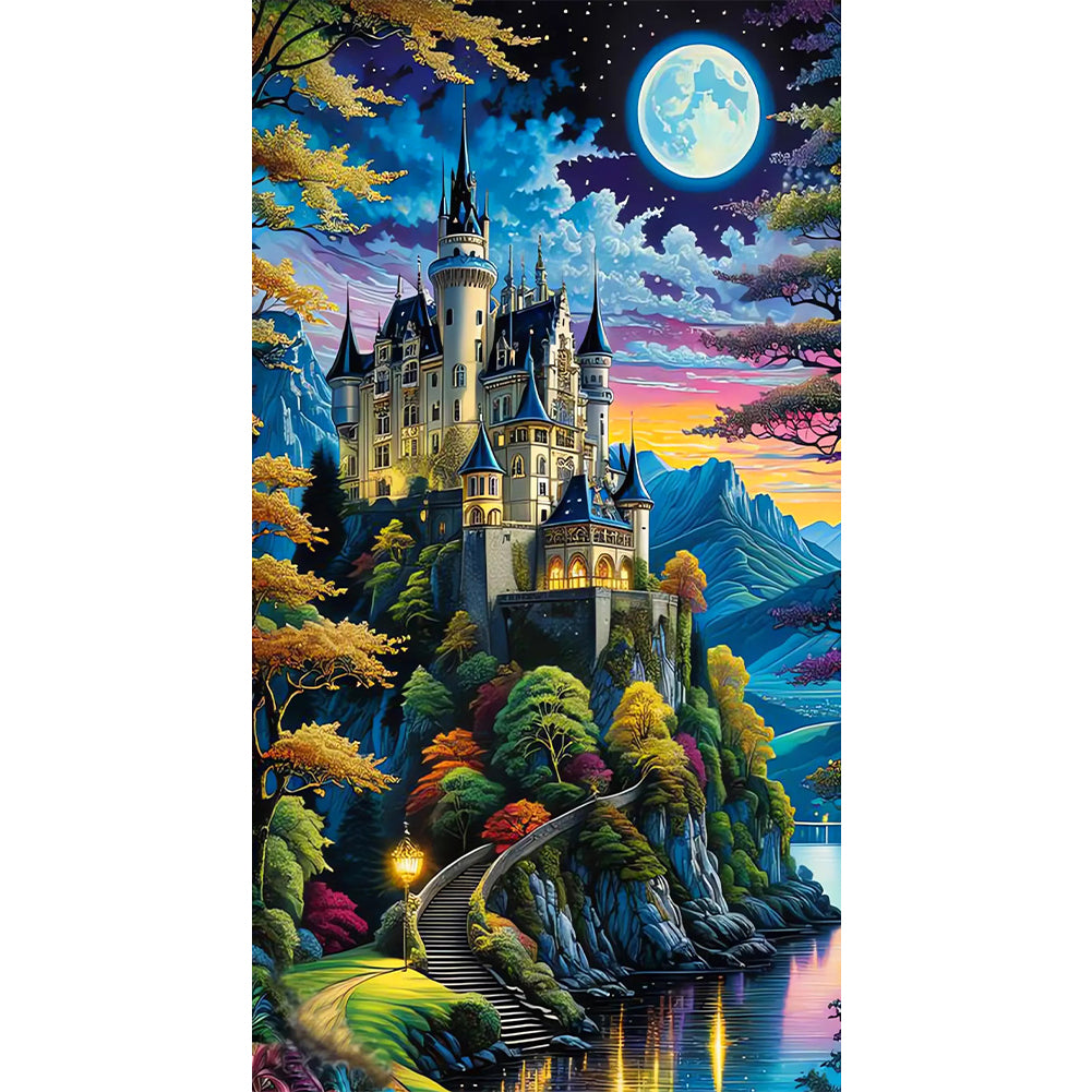 Diamond Painting - Full Round - Castle Under The Moon (40*70CM)