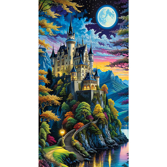 Diamond Painting - Full Round - Castle Under The Moon (40*70CM)