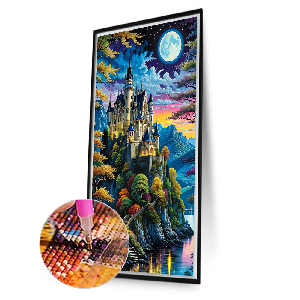 Diamond Painting - Full Round - Castle Under The Moon (40*70CM)