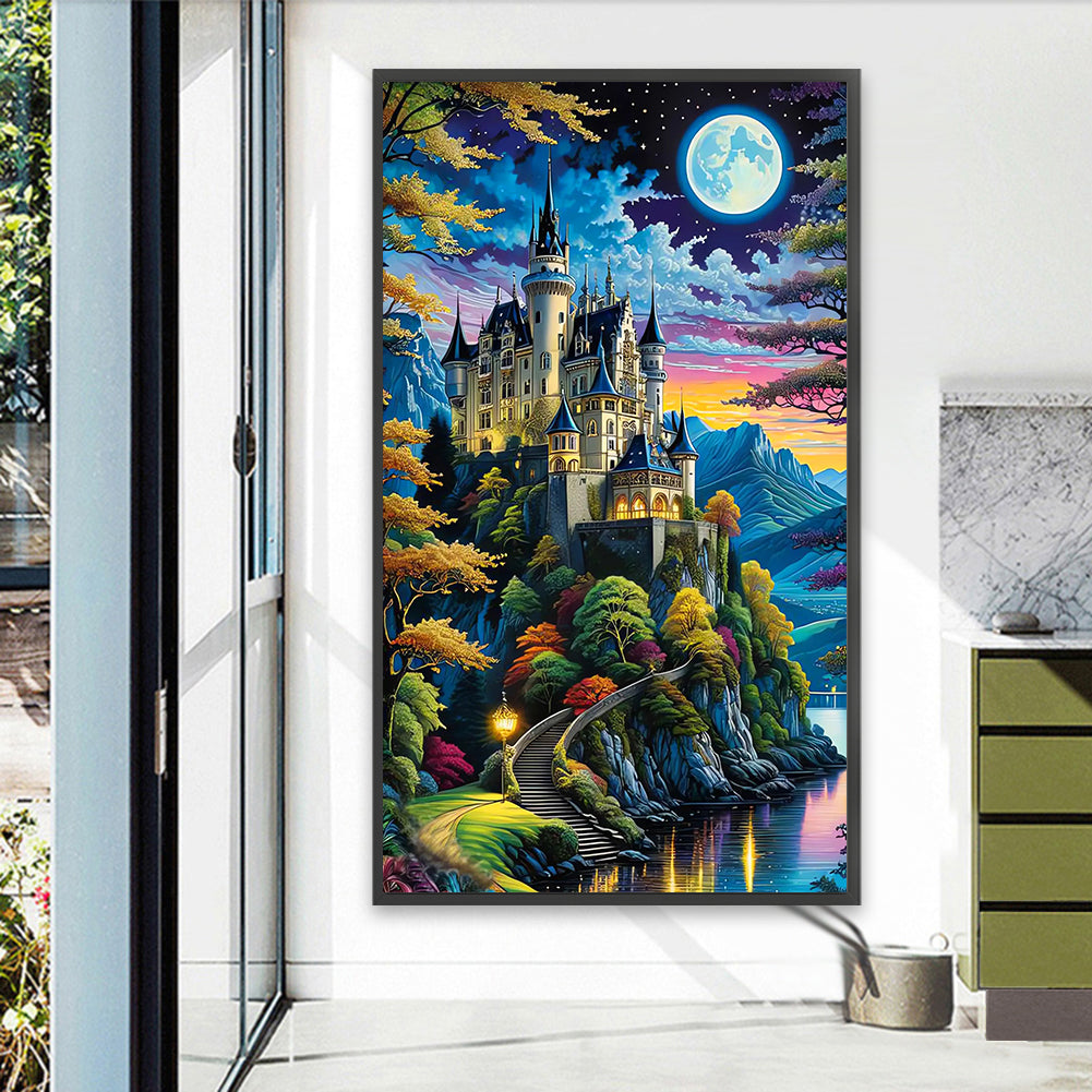 Diamond Painting - Full Round - Castle Under The Moon (40*70CM)