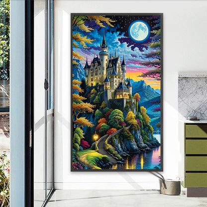 Diamond Painting - Full Round - Castle Under The Moon (40*70CM)