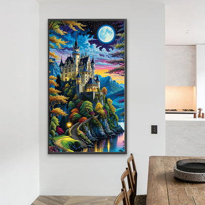 Diamond Painting - Full Round - Castle Under The Moon (40*70CM)