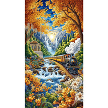 Load image into Gallery viewer, Diamond Painting - Full Round - Train Under Autumn Leaves (40*70CM)
