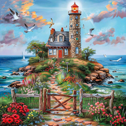 Diamond Painting - Full Round - House By The Sea (50*50CM)