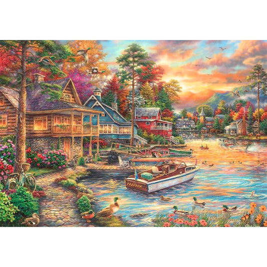 Diamond Painting - Full Round - Street By The River (50*35CM)