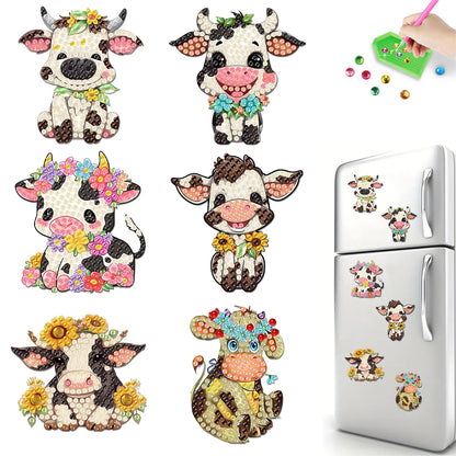 6Pcs Acrylic Animals Diamond Painting Refrigerator Magnet for Fridge Whiteboards