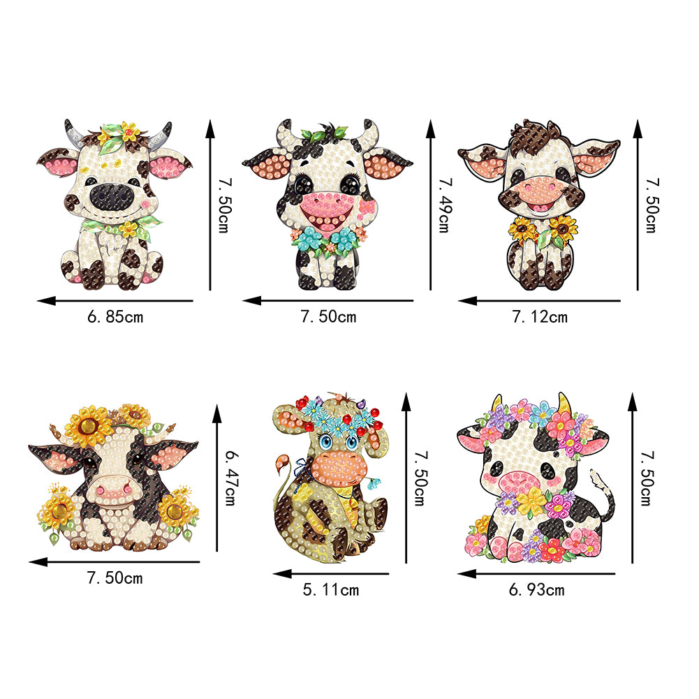 6Pcs Acrylic Animals Diamond Painting Refrigerator Magnet for Fridge Whiteboards
