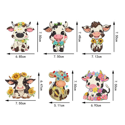 6Pcs Acrylic Animals Diamond Painting Refrigerator Magnet for Fridge Whiteboards