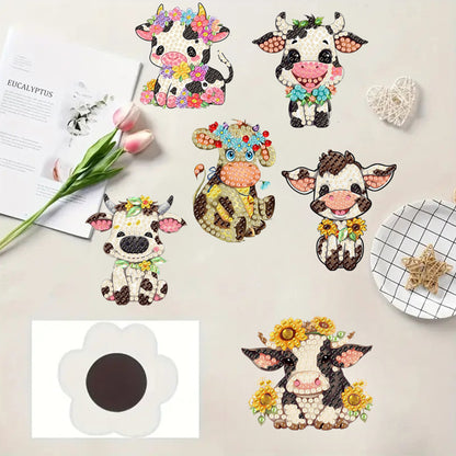 6Pcs Acrylic Animals Diamond Painting Refrigerator Magnet for Fridge Whiteboards