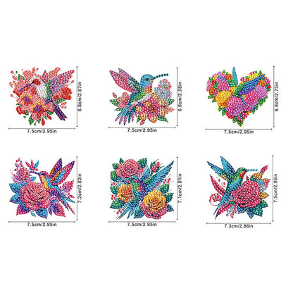 6Pcs Acrylic Animals Diamond Painting Refrigerator Magnet for Fridge Whiteboards