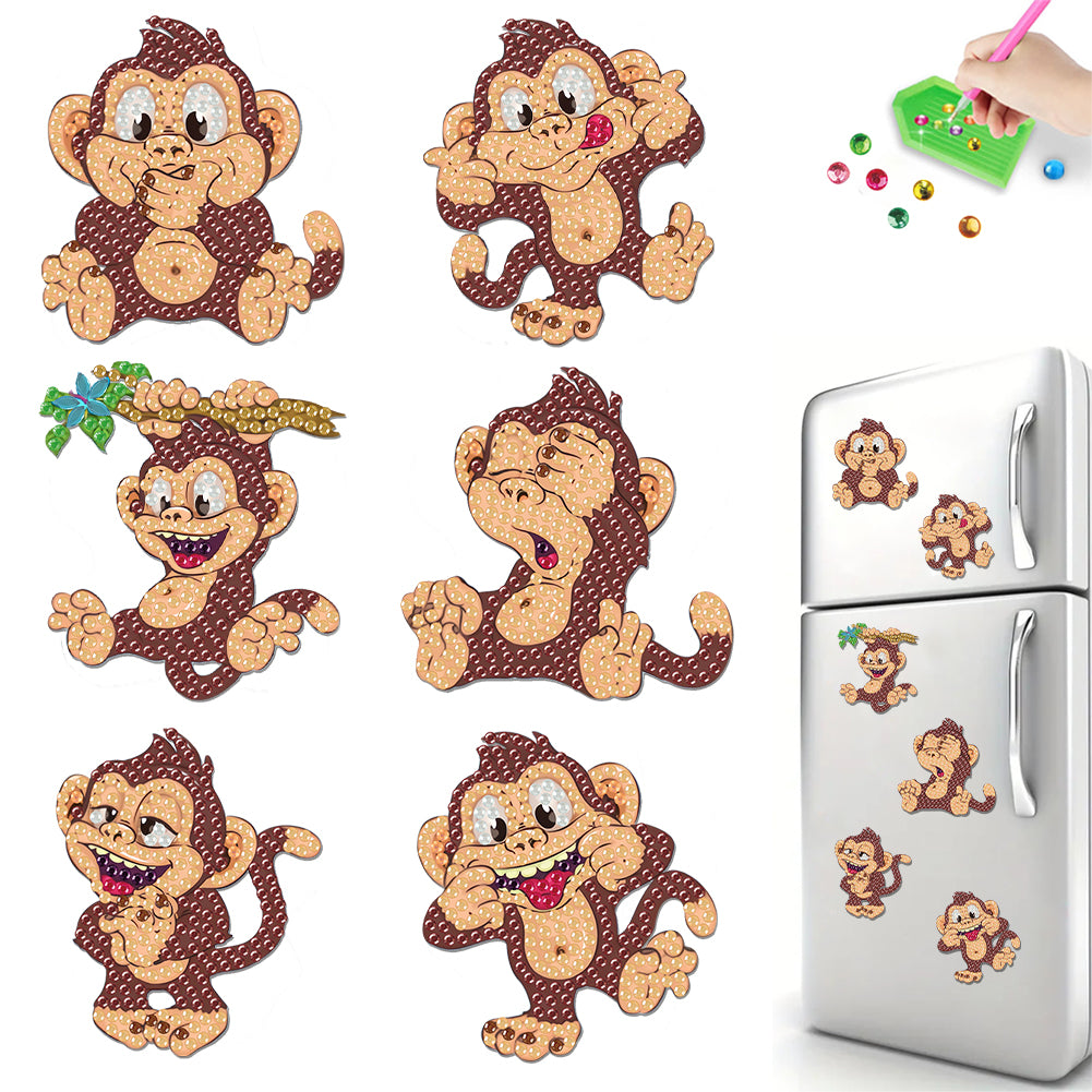 6Pcs Acrylic Animals Diamond Painting Refrigerator Magnet for Fridge Whiteboards