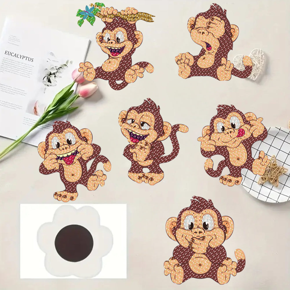 6Pcs Acrylic Animals Diamond Painting Refrigerator Magnet for Fridge Whiteboards