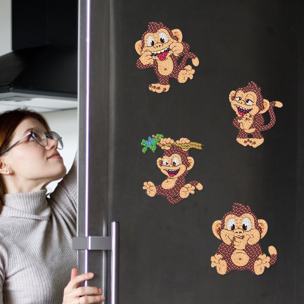 6Pcs Acrylic Animals Diamond Painting Refrigerator Magnet for Fridge Whiteboards