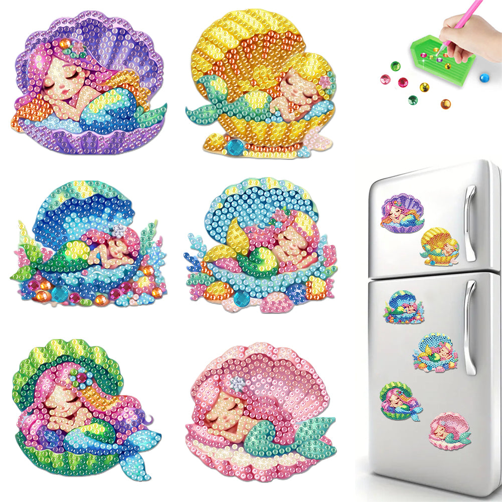 6Pcs Acrylic Animals Diamond Painting Refrigerator Magnet for Fridge Whiteboards