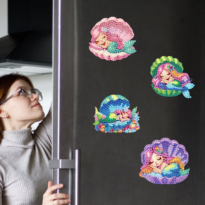 6Pcs Acrylic Animals Diamond Painting Refrigerator Magnet for Fridge Whiteboards