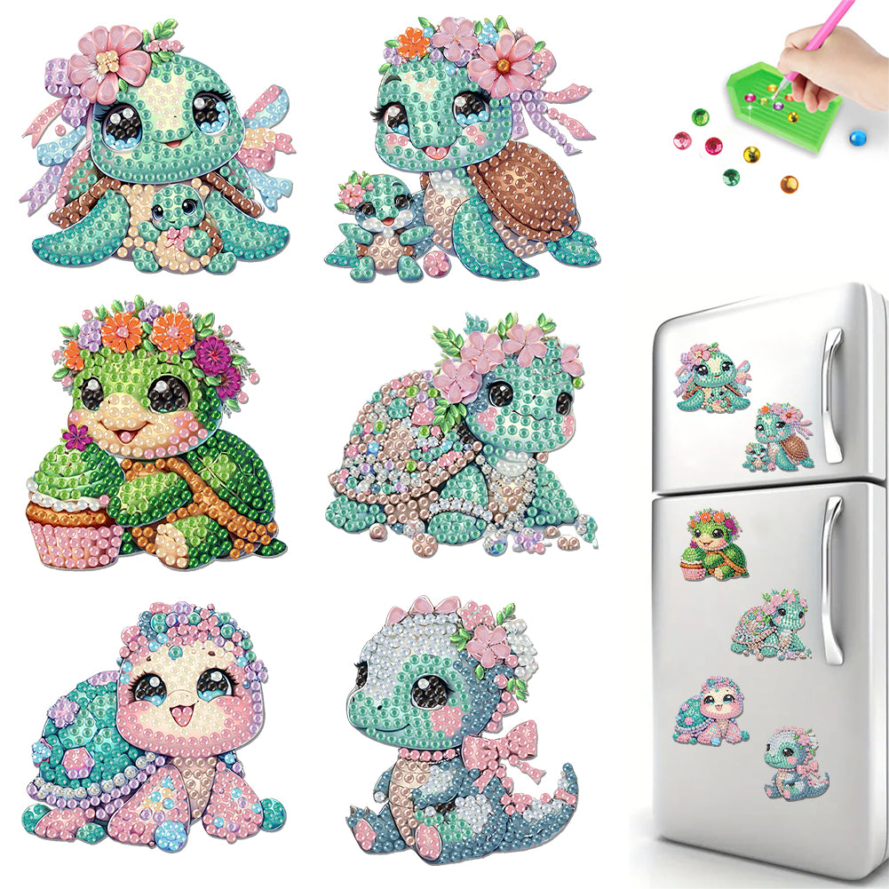 6Pcs Acrylic Animals Diamond Painting Refrigerator Magnet for Fridge Whiteboards