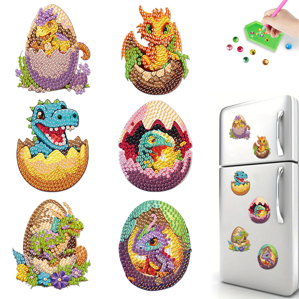 6Pcs Acrylic Animals Diamond Painting Refrigerator Magnet for Fridge Whiteboards