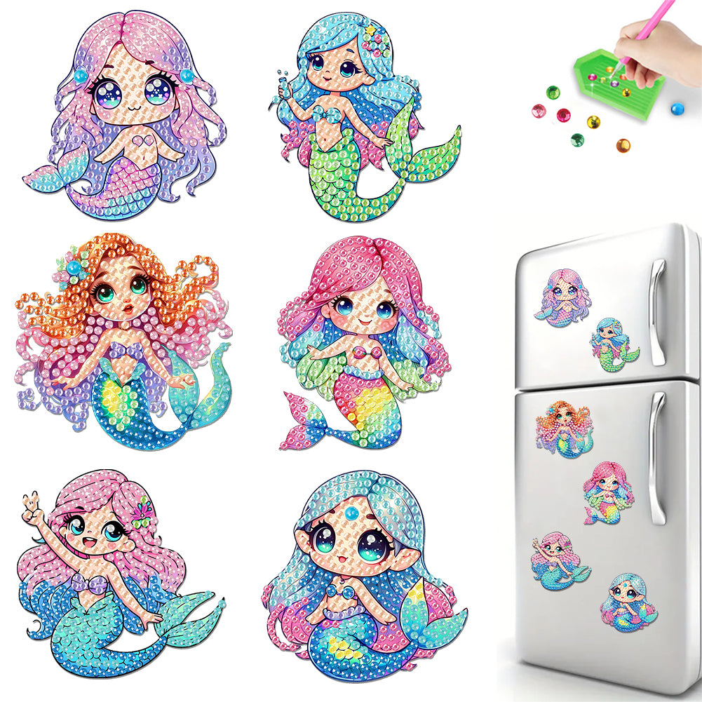 6Pcs Acrylic Animals Diamond Painting Refrigerator Magnet for Fridge Whiteboards