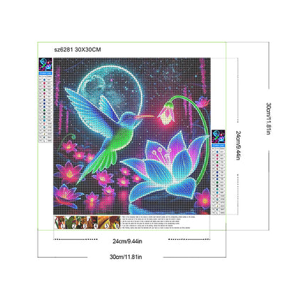 Diamond Painting - Full Round - Glow-In-The-Dark Hummingbirds (30*30CM)