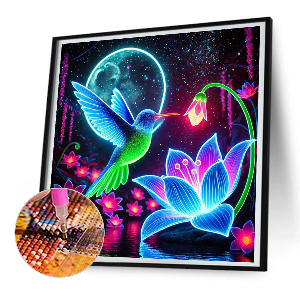 Diamond Painting - Full Round - Glow-In-The-Dark Hummingbirds (30*30CM)