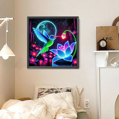 Diamond Painting - Full Round - Glow-In-The-Dark Hummingbirds (30*30CM)