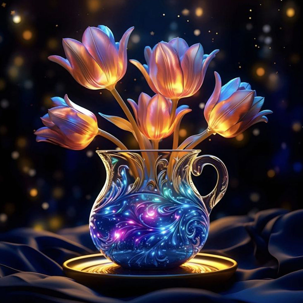Diamond Painting - Full Round - Glow-In-The-Dark Flowers (30*30CM)