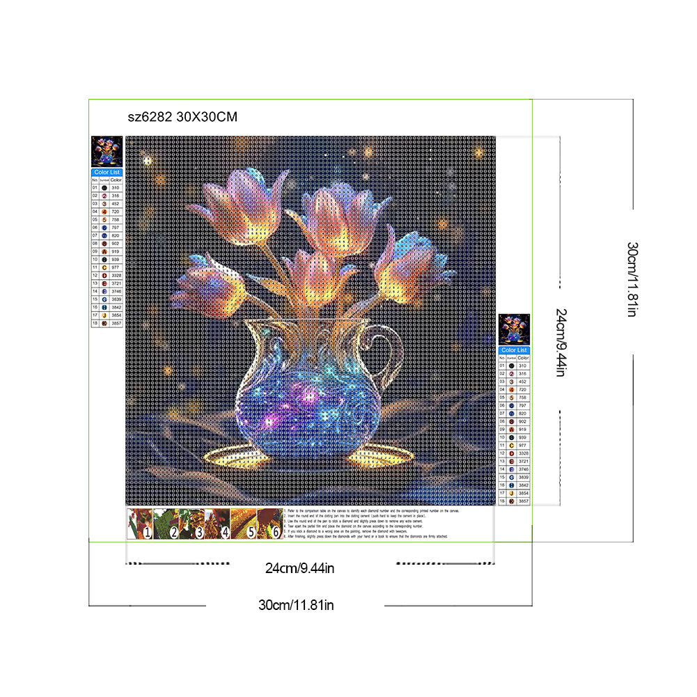 Diamond Painting - Full Round - Glow-In-The-Dark Flowers (30*30CM)