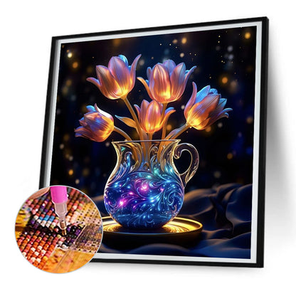 Diamond Painting - Full Round - Glow-In-The-Dark Flowers (30*30CM)
