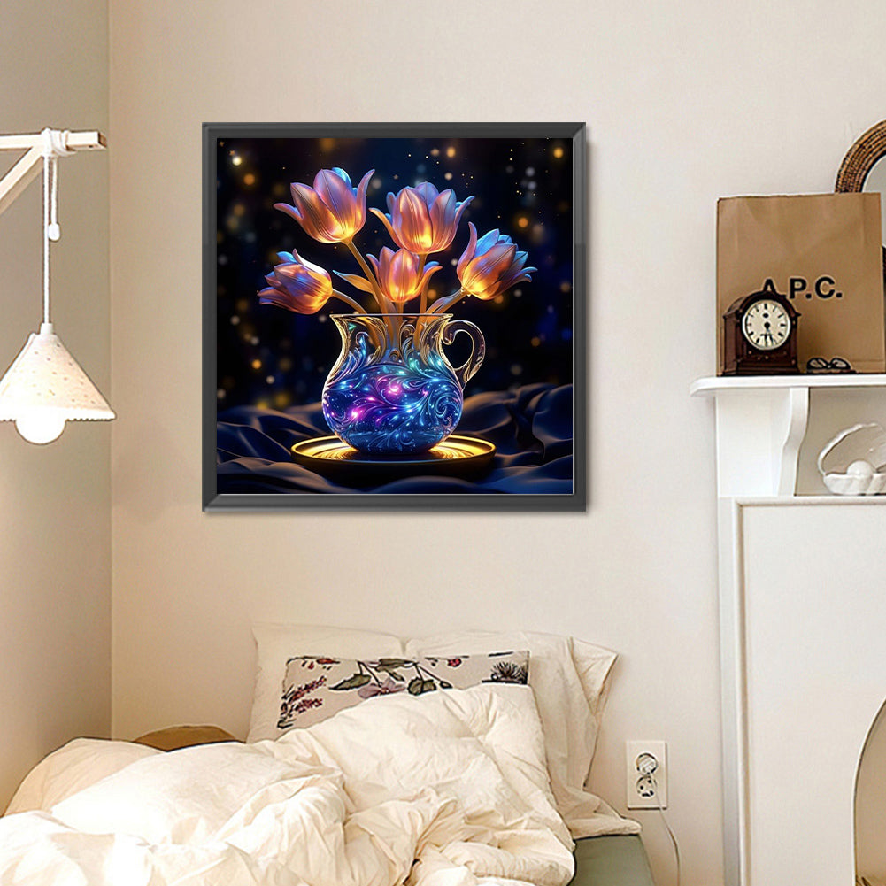 Diamond Painting - Full Round - Glow-In-The-Dark Flowers (30*30CM)