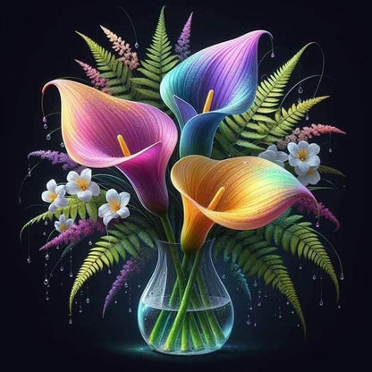 Diamond Painting - Full Round - Glow-In-The-Dark Flowers (30*30CM)