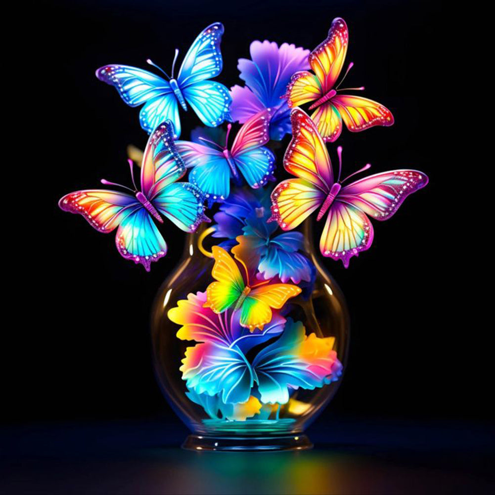 Diamond Painting - Full Round - Glow-In-The-Dark Butterflies (30*30CM)