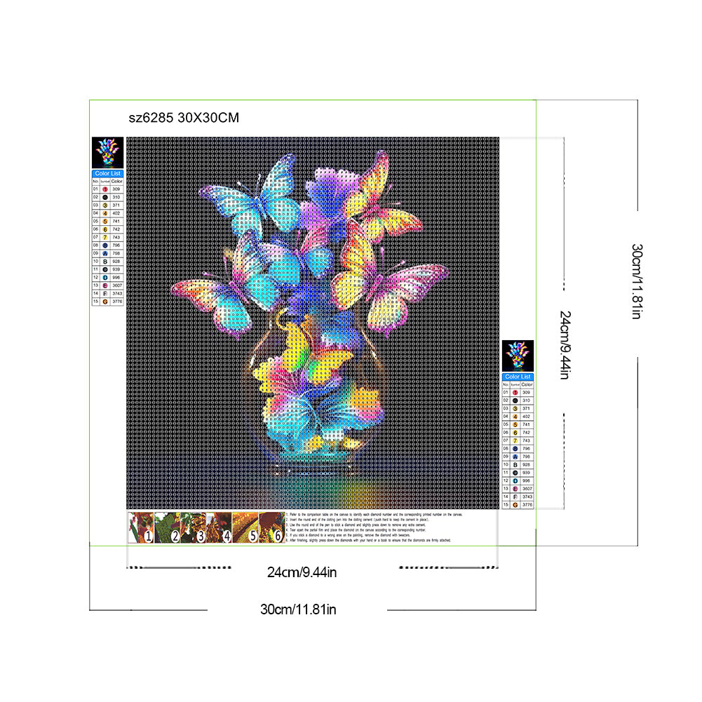 Diamond Painting - Full Round - Glow-In-The-Dark Butterflies (30*30CM)