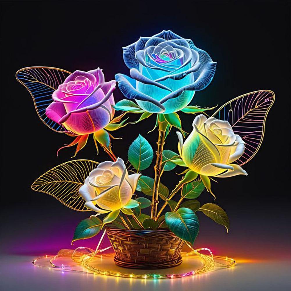 Diamond Painting - Full Round - Glow-In-The-Dark Roses (30*30CM)