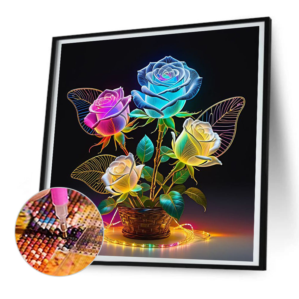 Diamond Painting - Full Round - Glow-In-The-Dark Roses (30*30CM)