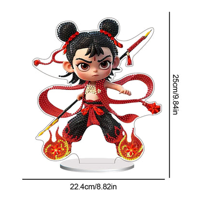 Ne Zha Acrylic Table Top Diamond Painting Ornament Kits Desktop Diamond Art Kits