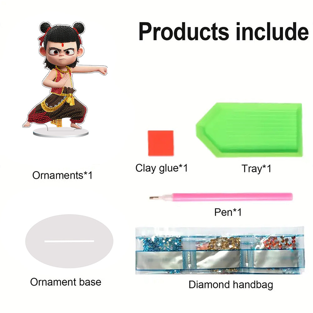Ne Zha Acrylic Table Top Diamond Painting Ornament Kits Desktop Diamond Art Kits