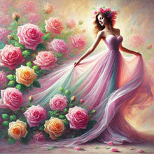 Load image into Gallery viewer, Diamond Painting - Full Round - Girl And Flower (40*40CM)

