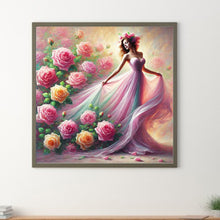 Load image into Gallery viewer, Diamond Painting - Full Round - Girl And Flower (40*40CM)
