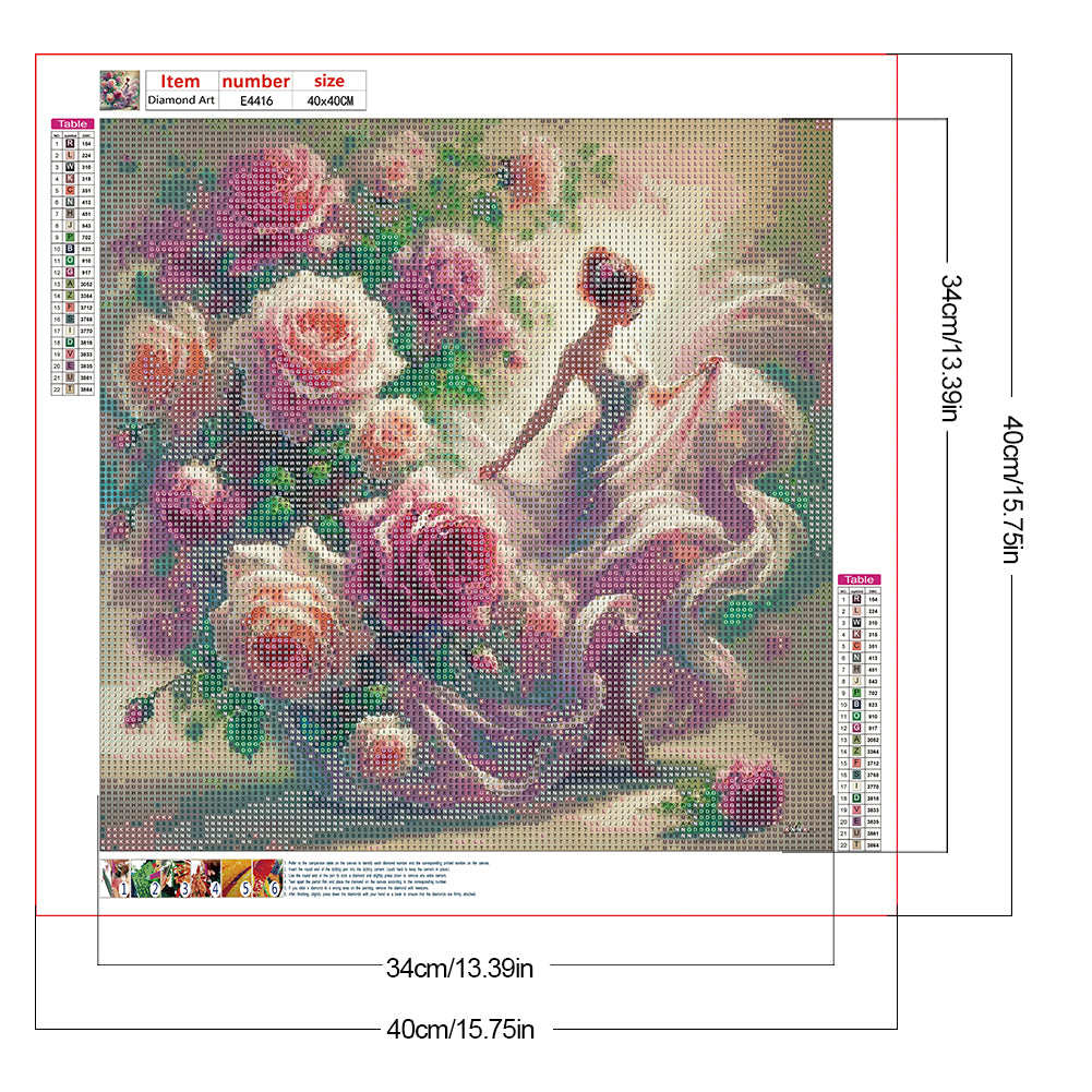 Diamond Painting - Full Round - Girl And Flower (40*40CM)