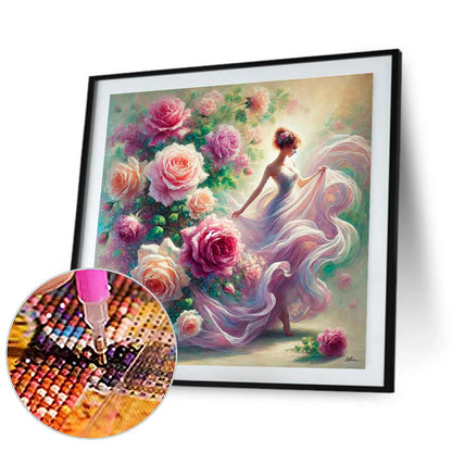 Diamond Painting - Full Round - Girl And Flower (40*40CM)
