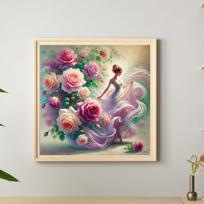 Diamond Painting - Full Round - Girl And Flower (40*40CM)