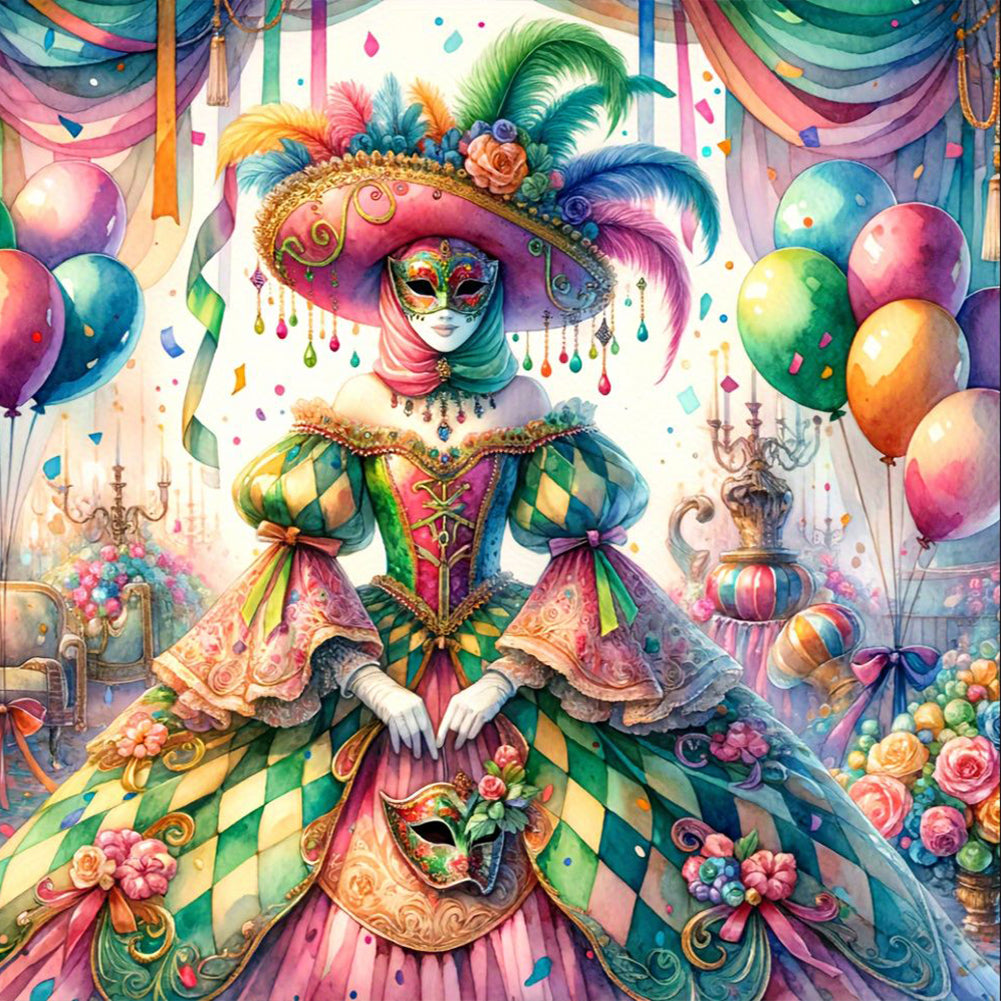Diamond Painting - Full Round - Masquerade Girl (40*40CM)