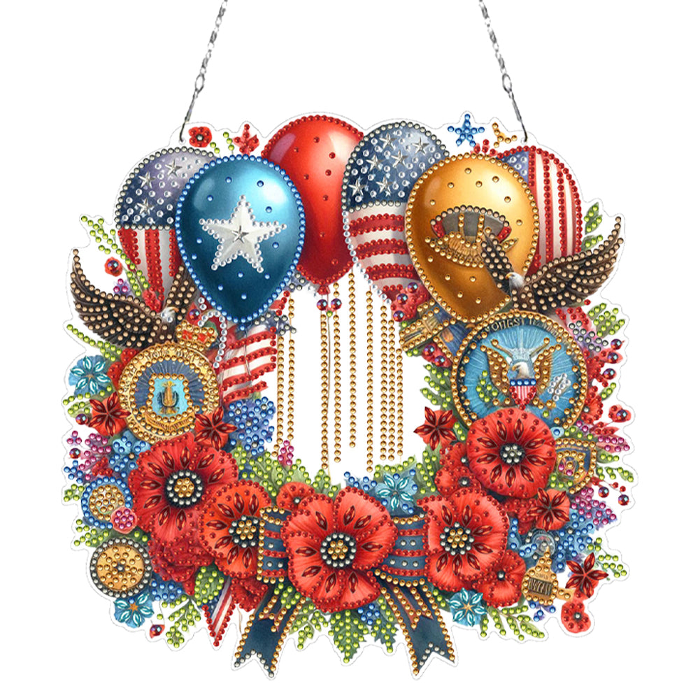 Independence Day Balloon 2D Flat DIY Diamond Art Pendant Wall Decor for Home