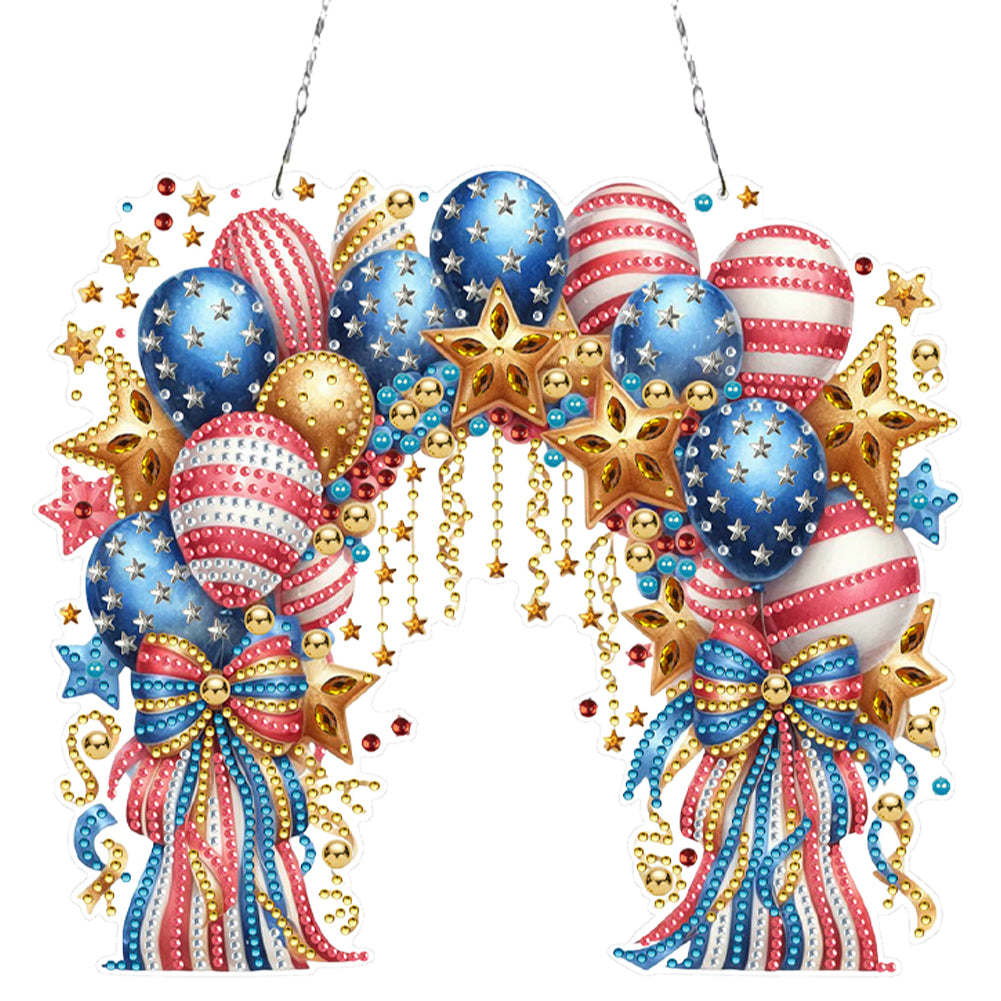 US Independence Day Acrylic Diamond Painting Hanging Pendant for Home Wall Decor