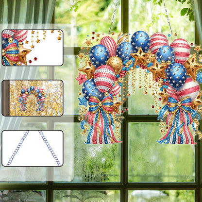 US Independence Day Acrylic Diamond Painting Hanging Pendant for Home Wall Decor