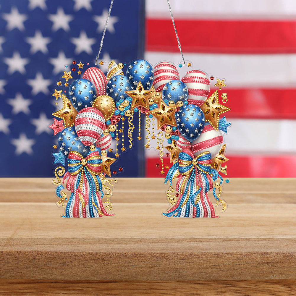 US Independence Day Acrylic Diamond Painting Hanging Pendant for Home Wall Decor