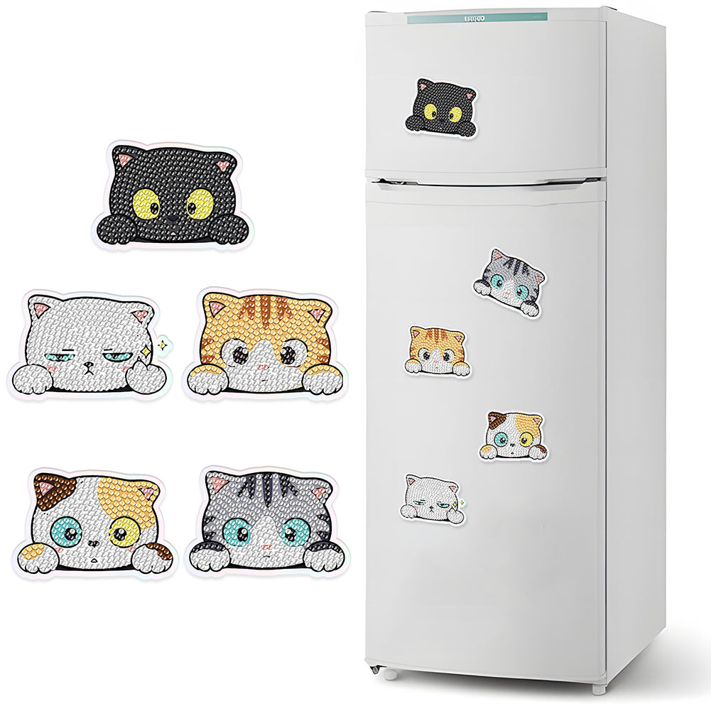 5Pcs Diamond Painting Refrigerator Magnets Diamond Art Kits for Adults (Cat D)